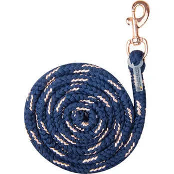 Vodítko na koně s klasickou karabinou modrá se zlatou