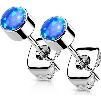 Náušnice Steel Edge Titanové náušnice pecky s opálem SET23ER06-4 Barva: Modrá