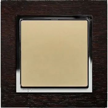 Stavebniny Jednopólový vypínač - dřevo strojek + klapka do rámečku - písek