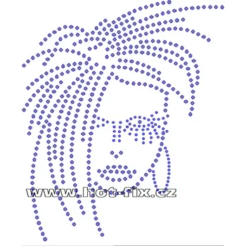 S029 - disco hlava nažehlovací hot-fix kamínkový potisk na textil, rozměry cca 15,2x18,0cm barva: kameny barva 101/N Crystal /stříbrná