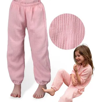 Dívčí kalhoty Esito (ušito v ČR) Dívčí mušelínové kalhoty Esito Luca vel. 98-122 růžové