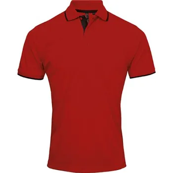 Pánské tričko Premier Workwear Pánské funkční polo triko PR618 Red -ca. Pantone 200-Black M
