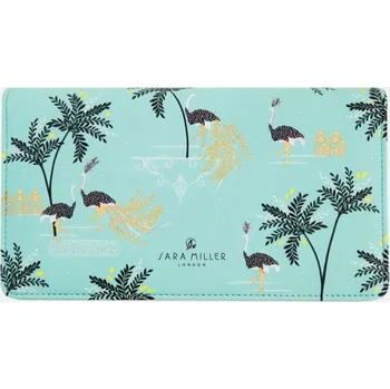 Dávkovač mýdla Sara Miller London Savannah psaníčko/peněženka XL cestovní Dancing Ostrich Luxury kožená 23x13cm luxusní designová tyrkysová květinová s ptáčky