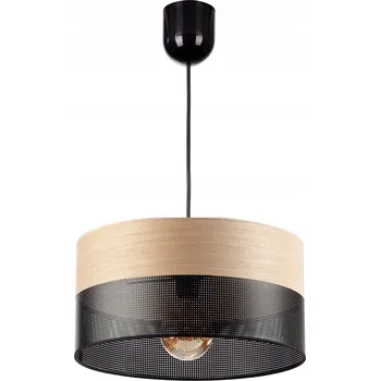 ZÁVĚSNÁ LAMPA LUSTR ABAŽUR S DÍRKAMI DŘEVO 30 CM E27 LED