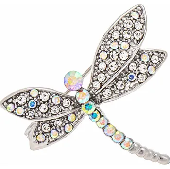 Brož Brož vážka stříbrná holografické zirkony 2045-1