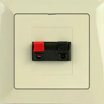 Elektrická zásuvka Zásuvka reproduktorová Premium strojek + klapka do vícenásobného rámečku - béžová