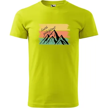 Pánské tričko DOBRÝ TRIKO Pánské tričko s potiskem Čistá záležitost pruhy Velikost: L, Barva: Limetková