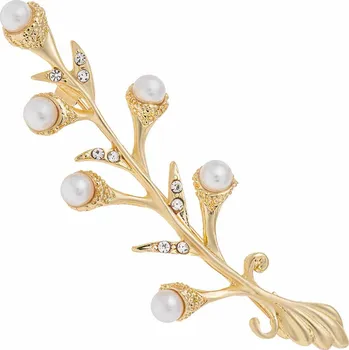 Brož Brož zlatá větvička s perlami 2046