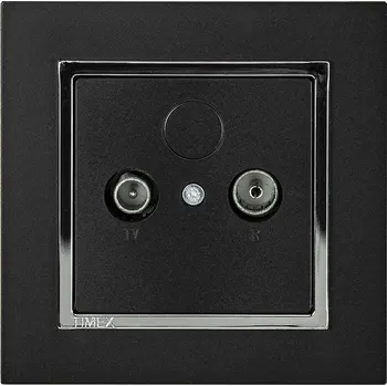 Elektrická zásuvka RTV zásuvka televizní koncová rámeček - černá chrom