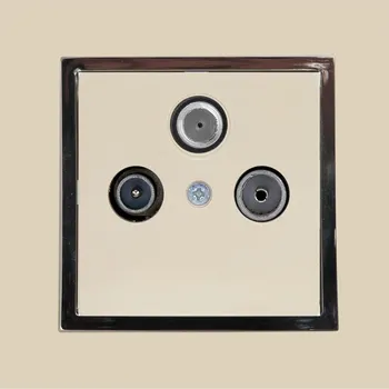 Elektrická zásuvka RTV zásuvka satelitní rámeček béžová - chrom