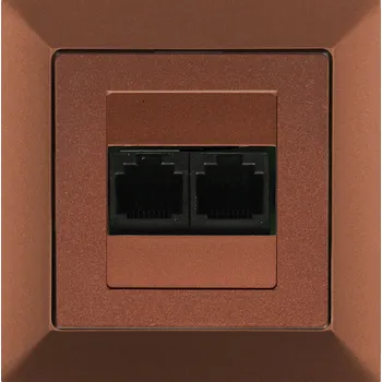 Stavebniny Datová zásuvka 2x8 pin strojek + klapka do vícenásobného rámečku - měděná