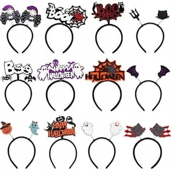 Party dekorace Čelenky na hlavu dekorace na Halloween - pavouci, duchové, dýně 12 Ks