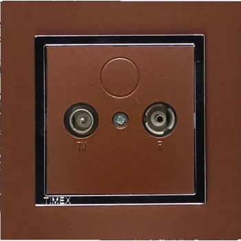 Elektrická zásuvka Zásuvka televizní RTV průběžná rámeček - měděná chrom