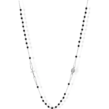 Náhrdelník Lillian Vassago Růženec z bílého zlata s onyxy, náhrdelník LLV31-GN005RZ varianty: 44,5cm - 47,5cm