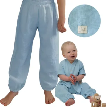 Esito (ušito v ČR) Dětské mušelínové kalhoty Esito Luca modré