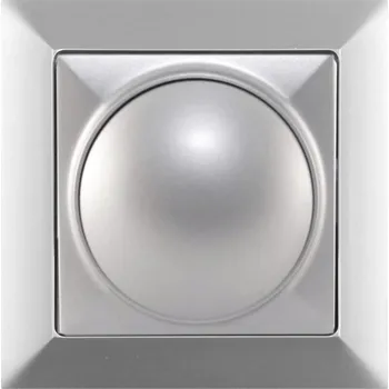 vypínač Stmívač otočný metalizovaný strojek + klapka do vícenásobného rámečku - stříbrná