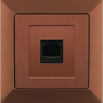 Stavebniny Datová zásuvka 8 pin strojek + klapka do vícenásobného rámečku - měděná