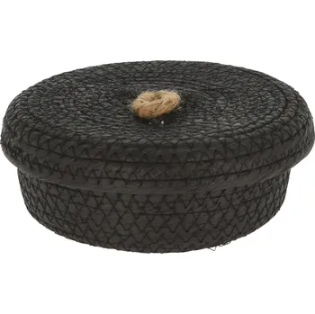 Úložný box H&L Úložný košík BlackTwist S (16×6,5 cm) – černý s víkem