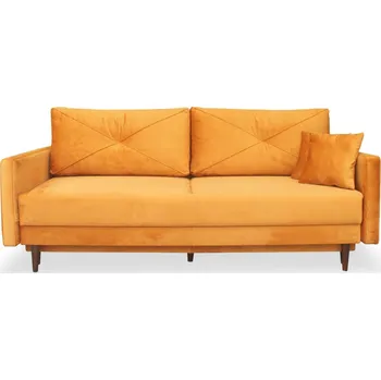 Pohovka Rozkládací pohovka se spací funkcí Saxo dvoumístná do obýváku moderní žlutá s úložným prostorem