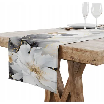 ubrus BĚHOUN NA STŮL MATNÝ HLADKÝ 40x180 PASTELOVÁ MAGNOLIE KVĚT 006