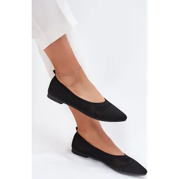 Dámské lodičky Baleríny z ekosemišu se zapínáním na přezku Anlofi Barva: Černá, Velikost: 37