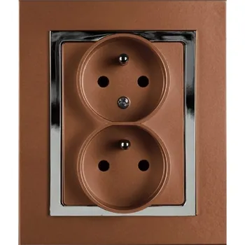 Elektrická zásuvka Zásuvka dvojnásobná měděná - chrom