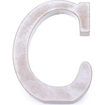 Dřevěná písmena abecedy vintage - 3 "C" bílá přírodní