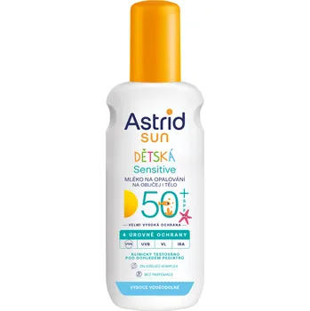 Přípravek na opalování Astrid Sun Sensitive dětské mléko na opalování tělo a obličej SPF50+ 150 ml