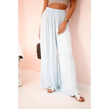 Dámské kalhoty Široké dámské kalhoty s elastickým pasem 3180 světle modré uni