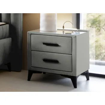 Noční stolek Noční stolek se 2 zásuvkami Joy, světle šedá látka