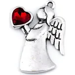 Přívěsek anděl se srdcem 24x36 mm - 2 červená