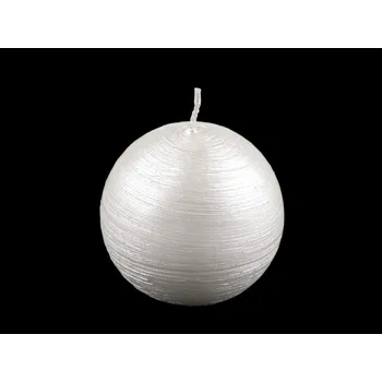 Vánoce Adventní / vánoční svíčka koule metalický lesk Ø6 cm - 1 bílá