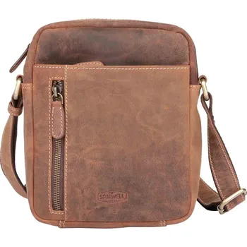 Pánská aktovka Pánská kožená taška přes rameno Sparwell Denis - koňak