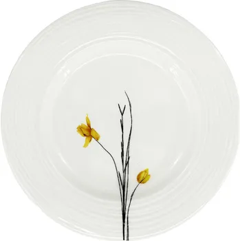 Talíř by inspire Porcelánový dezertní talíř Croft Spring 20,5cm, žlutá/černá