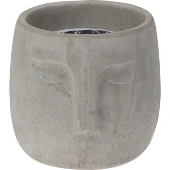 Svíčka H&L Svíčka v cementovém květináči Face, šedá