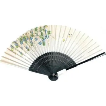 Japonský hedvábný vějíř Butterfly Beige