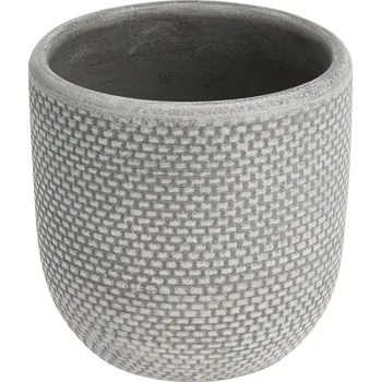 Květináč H&L Květináč Weave L (17,5x17,5x17 cm) – světlá šedá, s matnou texturou