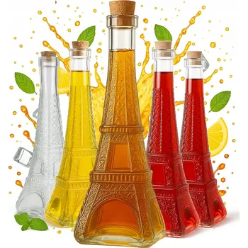Sklenice 5x Skleněná Láhev Věž Paris 360 Ml na Alkohol Víno Dárek Lahve