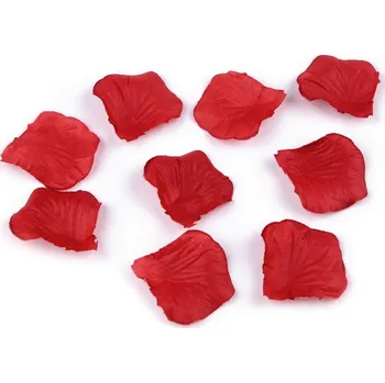 Dekorace plátky růží - 10 červená tmavá
