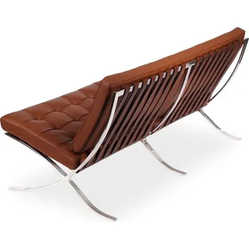 Pohovka Kožená pohovka Ba inspirovaná Barcelona dvoumístná glamour do obýváku světle hnědá