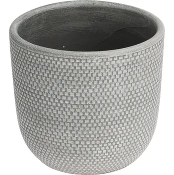 Květináč H&L Květináč Weave M (14,5x14,5x14 cm) – světlá šedá, s matnou texturou