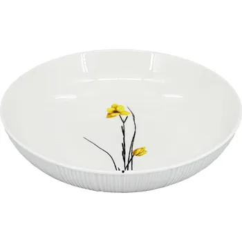 Talíř by inspire Porcelánový pasta talíř Croft Spring 22,5cm, žlutá/černá