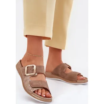 Dámské pantofle Dámské Pantofle S Přezkou A Suchým Zipperem INBLU MK000013 Barva: Béžová, Velikost: 38