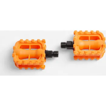 Pedál na kolo BTWIN Dětské pedály 12"/14" světle oranžové ORANŽOVÁ
