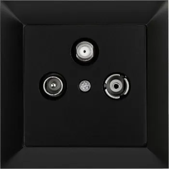 Stavebniny Zásuvka RTV + satelit strojek + klapka do vícenásobného rámečku - černá