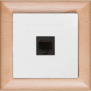 Elektroinstalační materiál Datová zásuvka 8 pin kompletní zásuvka - buk bílá