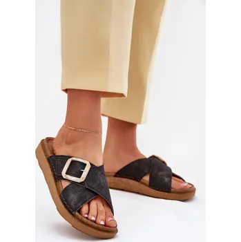 Dámské pantofle Dámské sandály s přezkou Inblu ED000025 Barva: Černá, Velikost: 36