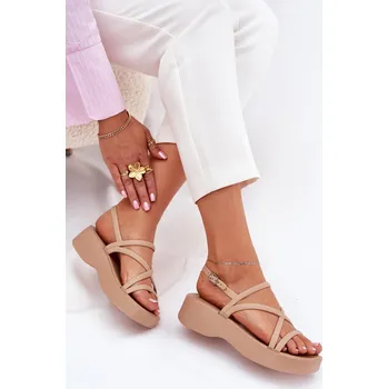 Dámské sandále Dámské Sandály Na Platformě S Pásky Civara Barva: Béžová, Velikost: 40