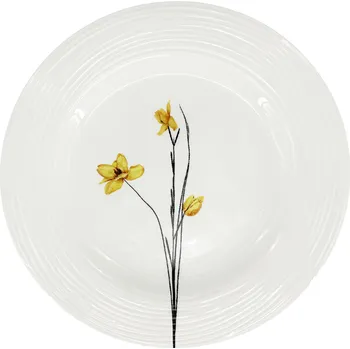 Talíř by inspire Porcelánový mělký talíř Croft Spring 27,5cm, žlutá/černá