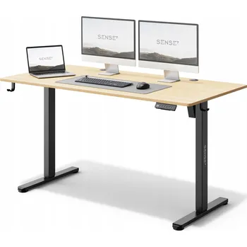 Elektrický psací stůl Sense7 Nojo 140x70 cm s nastavitelnou výškou, černý / borovice